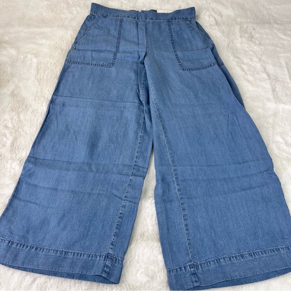 LOFT CHAMBRAY WIDE LEG CROP PANTS Size Small - Picture 5 of 12